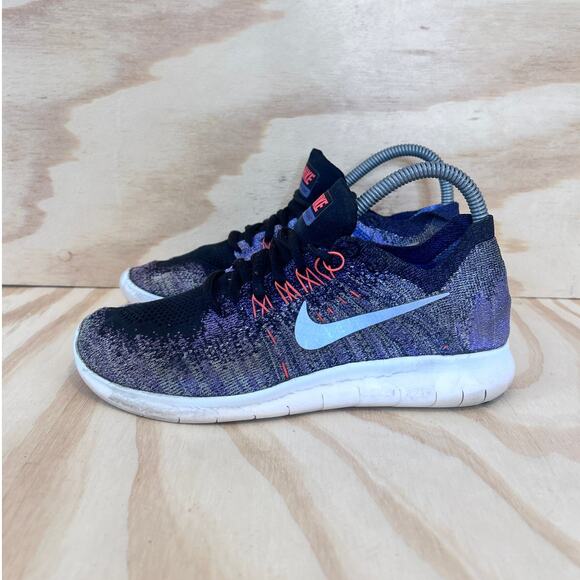 Nike - Free RN Flyknit - Running Shoes - Black/Purple - Women's - 7 - 880844-005 - Picture 3 of 9